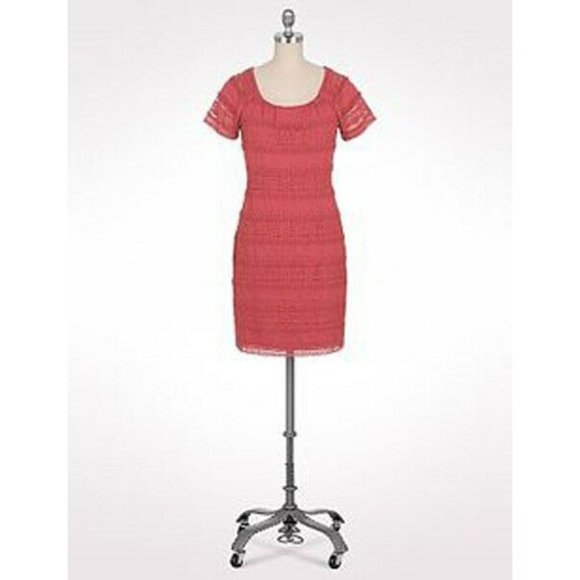 Size 14W 1X ELEGANT CORAL LACE SHIFT DRESS Summer Wedding Party Church PLUS SIZE - Picture 6 of 6